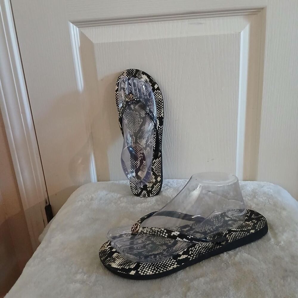 Tory Burch Snakeskin Print Thin Thong Sandal Flip Flops Y2K Mcbling Indie Sleaze